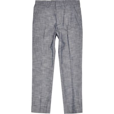 Boys blue chambray suit trousers